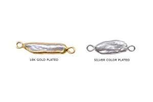 FWP1117 Bar Fresh Water Pearl Connector With Silver Gold Lining