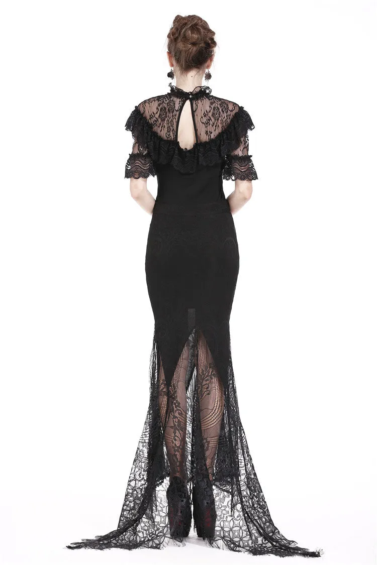 Gothic lace patterned swallow tail skirt with wrap up buttocks designs KW127