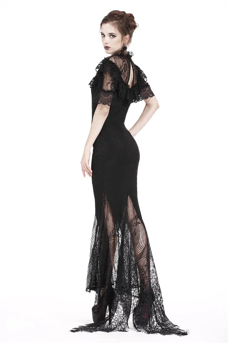 Gothic lace patterned swallow tail skirt with wrap up buttocks designs KW127