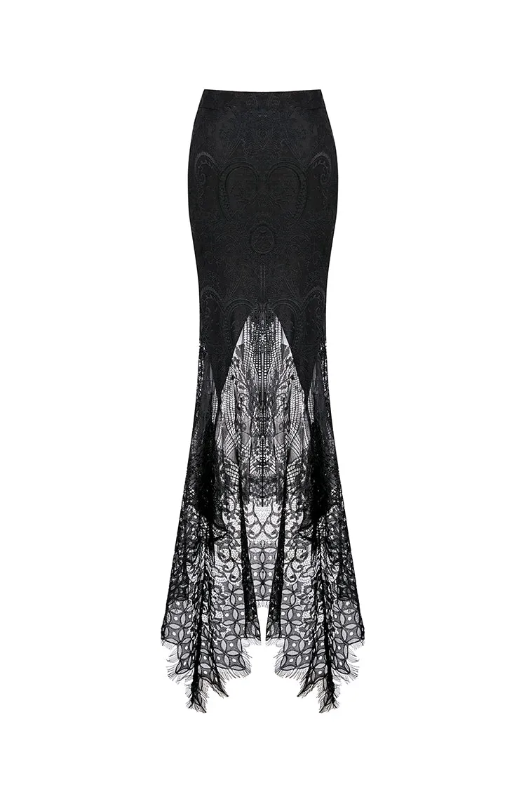 Gothic lace patterned swallow tail skirt with wrap up buttocks designs KW127
