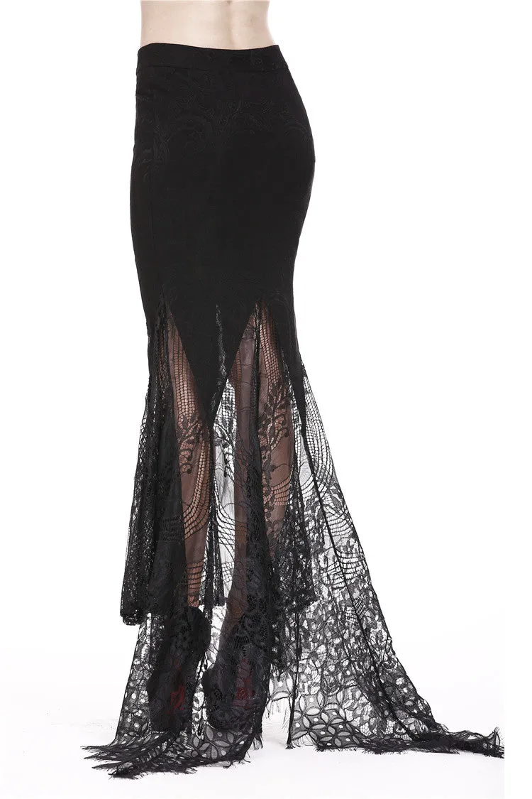 Gothic lace patterned swallow tail skirt with wrap up buttocks designs KW127
