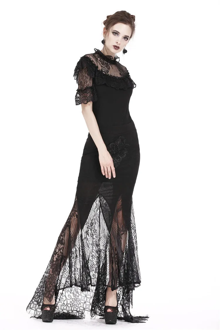 Gothic lace patterned swallow tail skirt with wrap up buttocks designs KW127