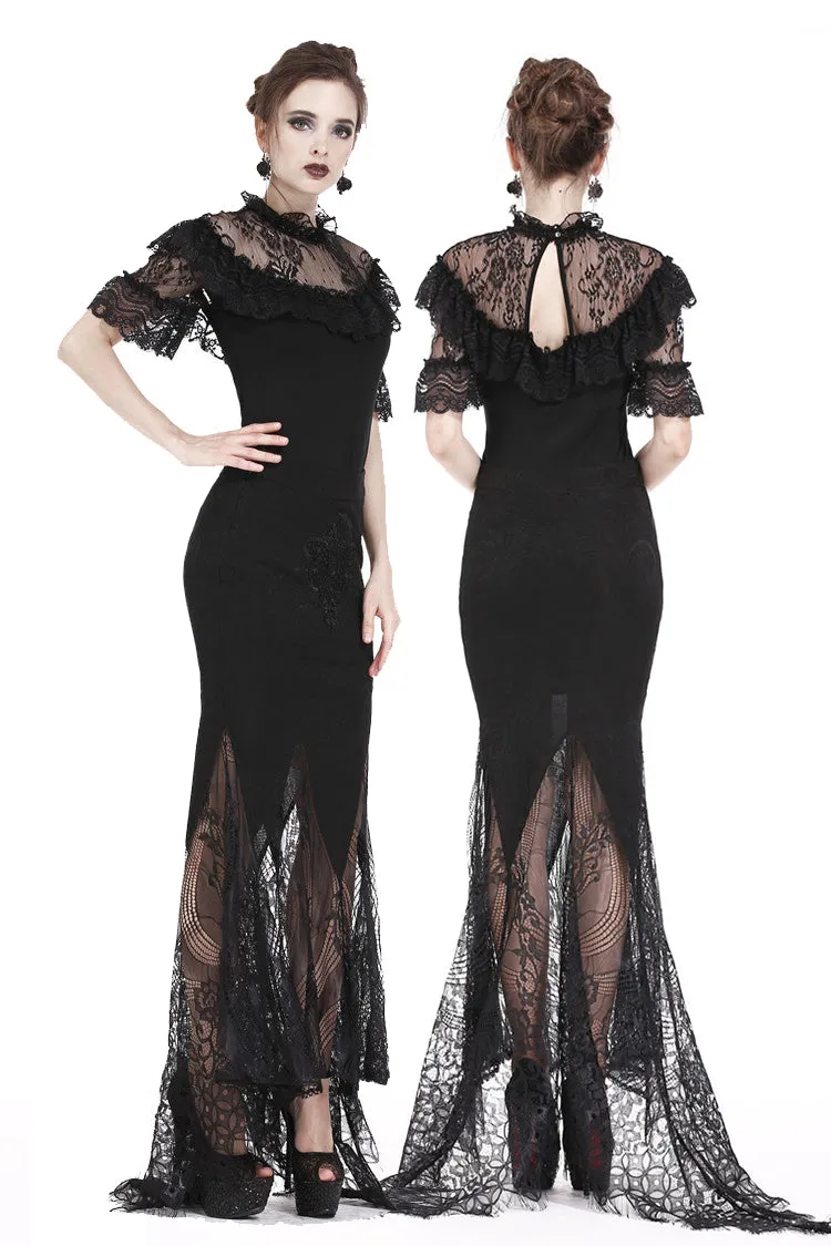 Gothic lace patterned swallow tail skirt with wrap up buttocks designs KW127