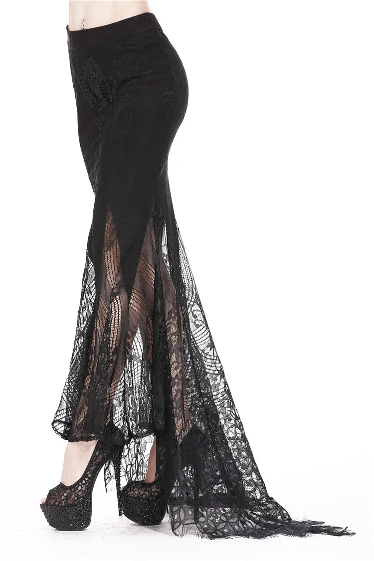 Gothic lace patterned swallow tail skirt with wrap up buttocks designs KW127