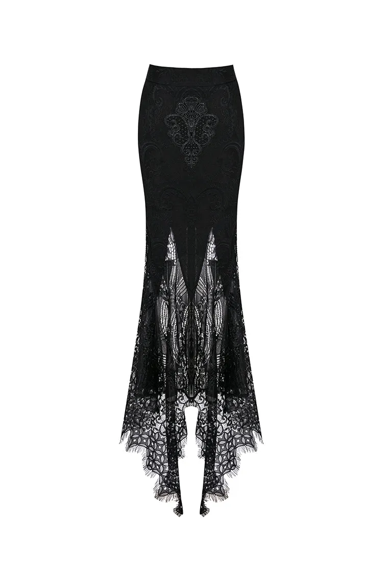 Gothic lace patterned swallow tail skirt with wrap up buttocks designs KW127