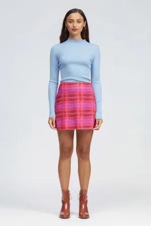 Hilden Skirt Pink Warped Check Print