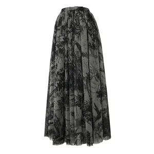 Hit Color Temperament Skirts For Women High Waist A Line Vintage Print Skirt Female Fashion Clothing Summer Style