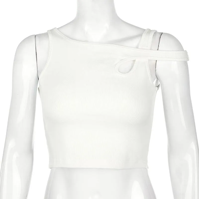 Hollow out White Sexy Cami Crop Top