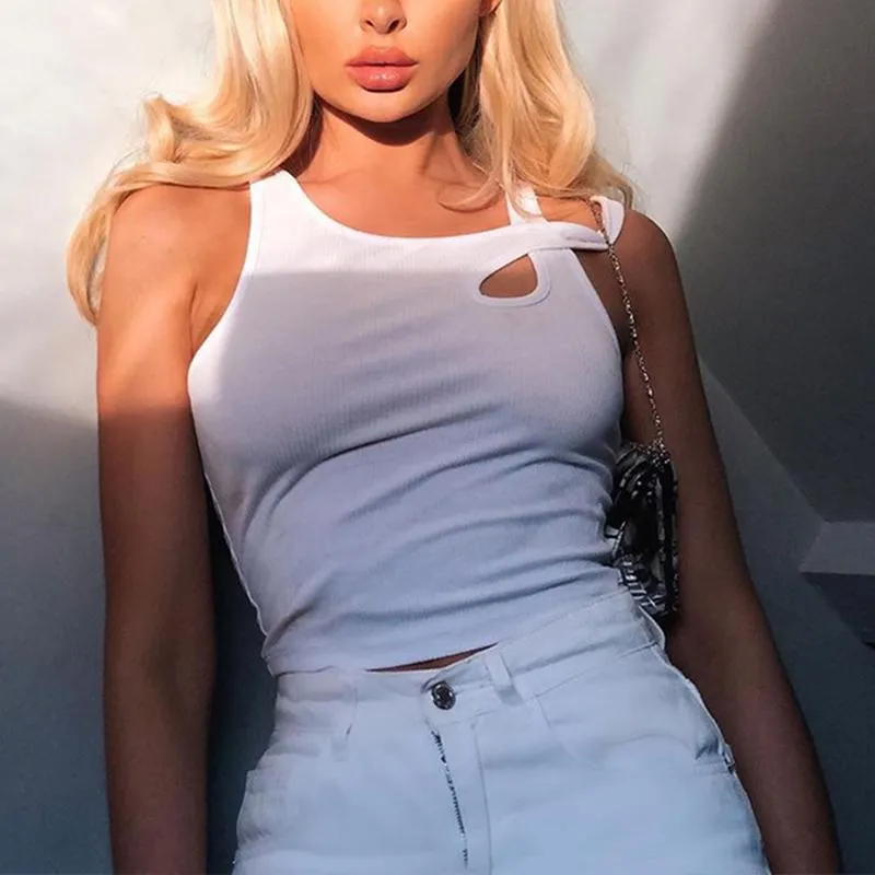 Hollow out White Sexy Cami Crop Top