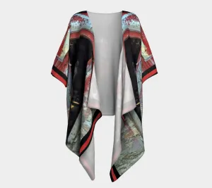 Horse in Red Barn by JVH Draped Kimono