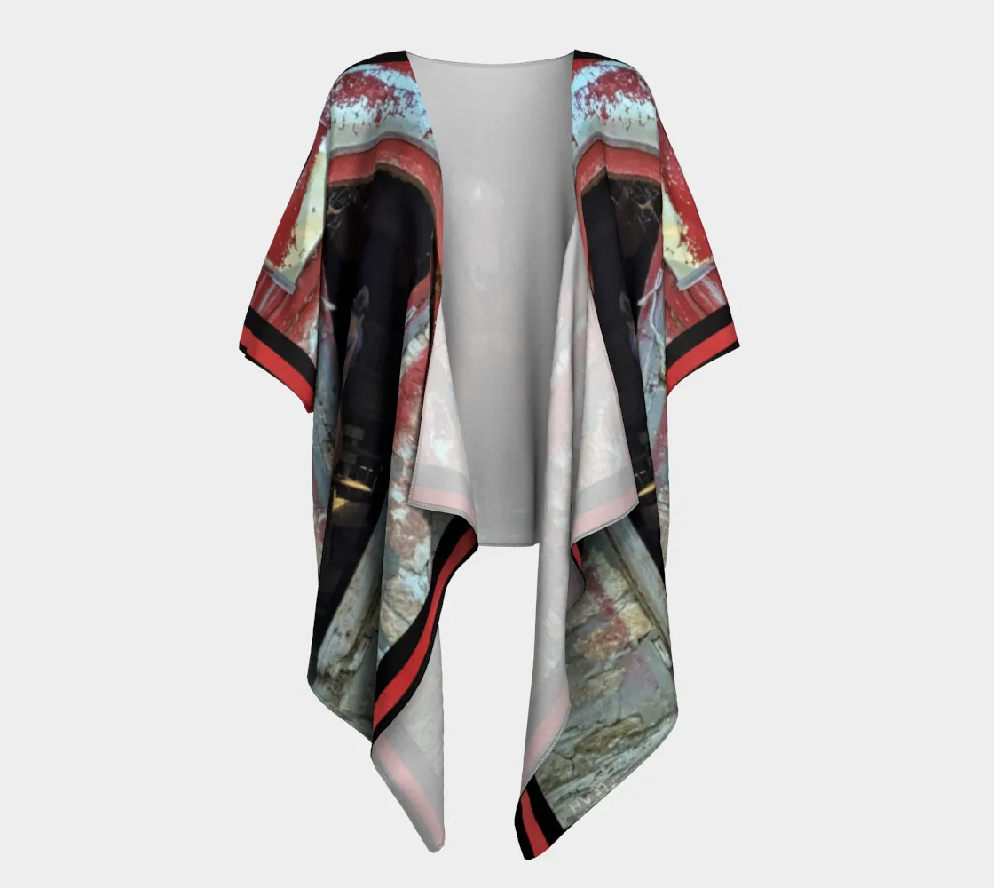 Horse in Red Barn by JVH Draped Kimono