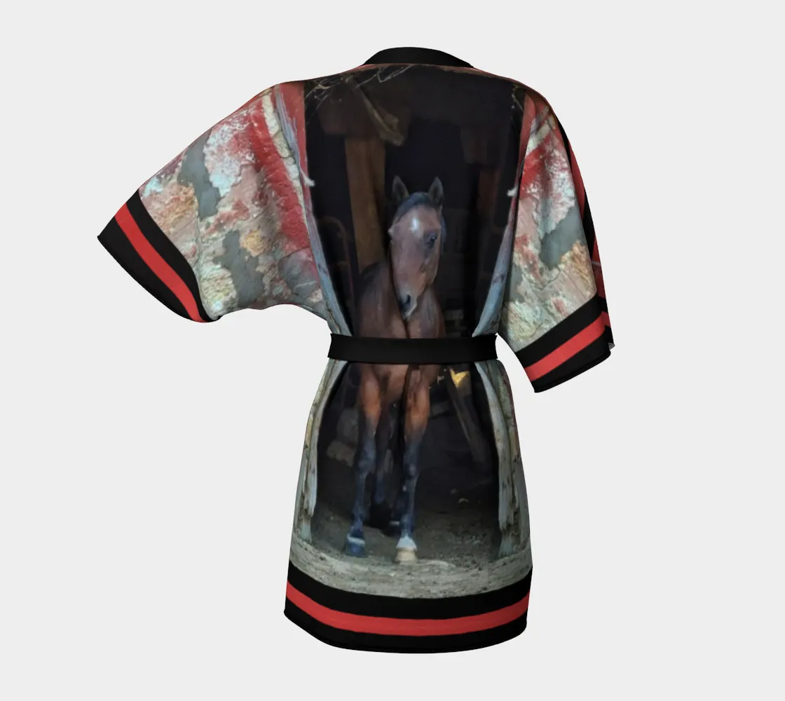 Horse in Red Barn by JVH Kimono