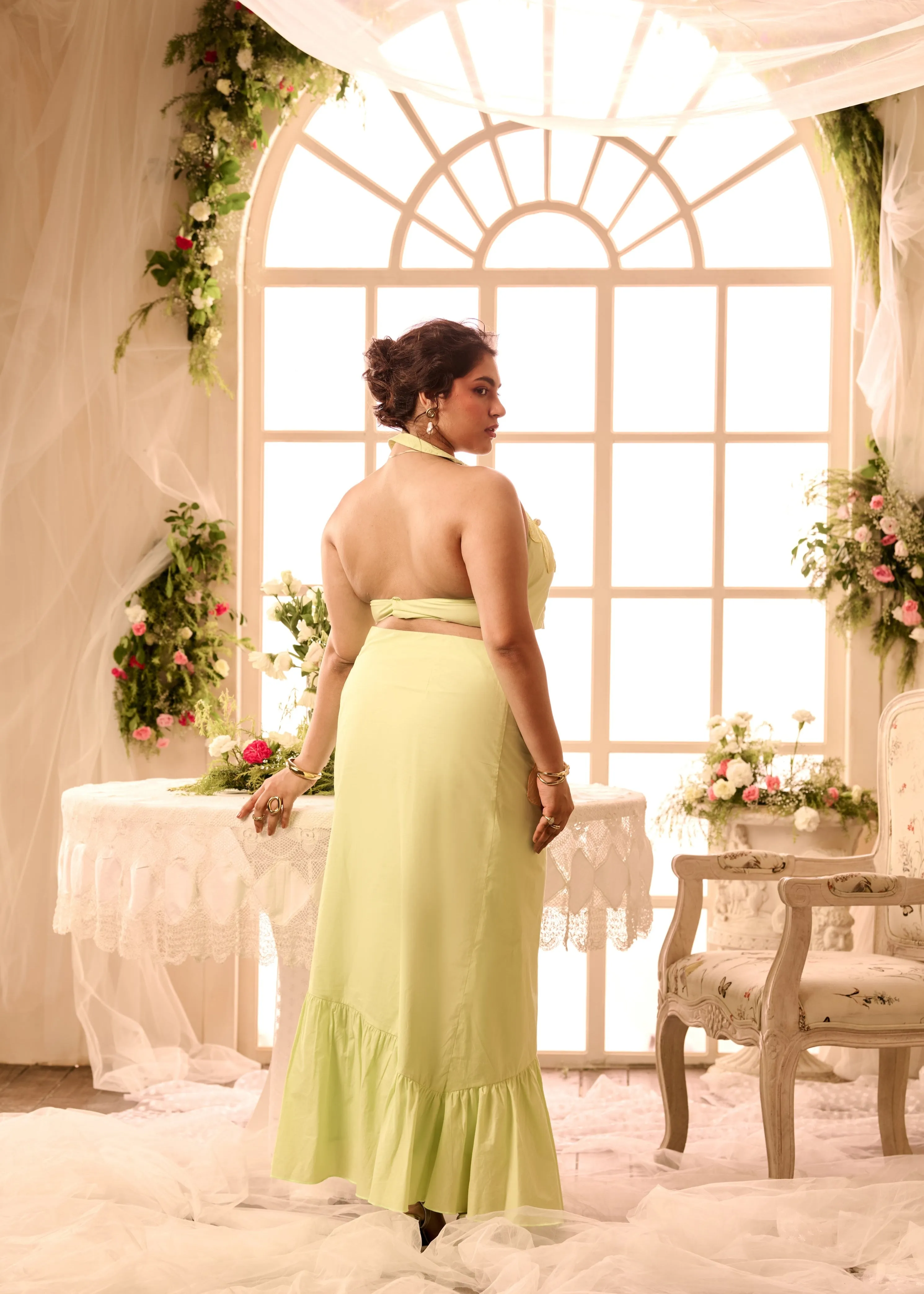 Jayden Lime Green 3D Flowers Coord Set