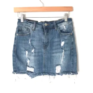 Judy Blue Distressed Denim Cut Off Skirt- Size S