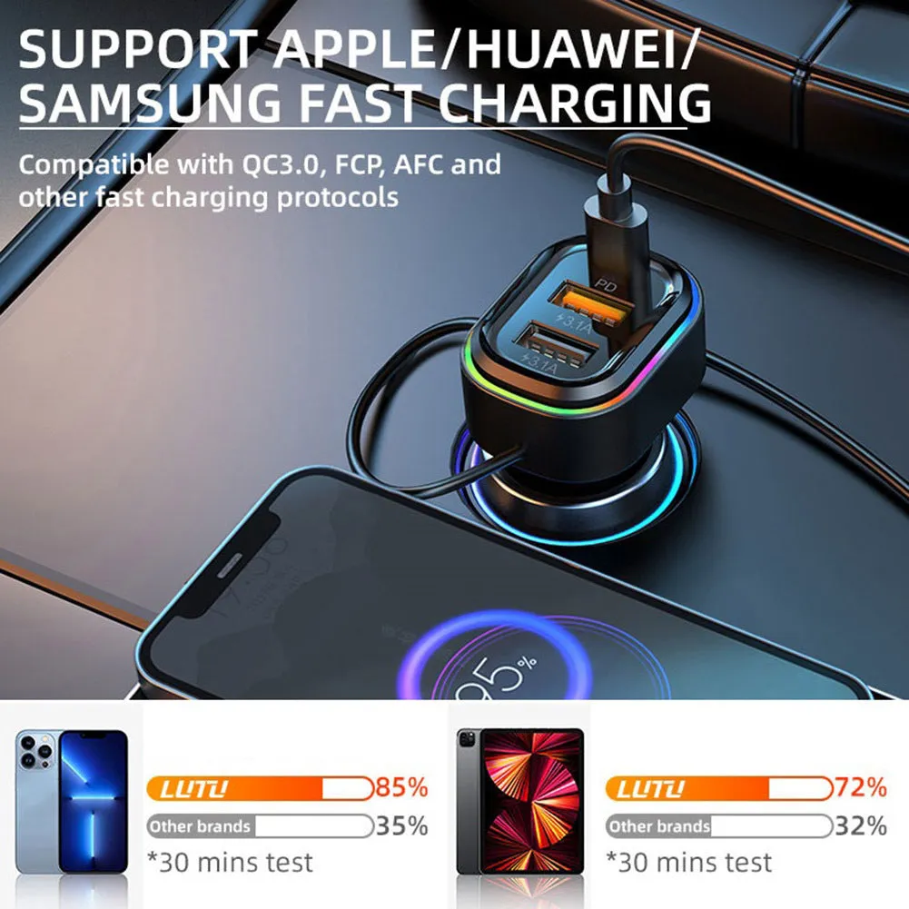 K5 Car Charger 36w Fast Charging Multi-functional Adapter Mp3