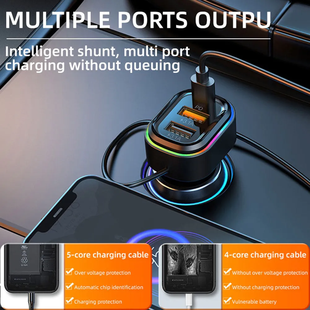 K5 Car Charger 36w Fast Charging Multi-functional Adapter Mp3