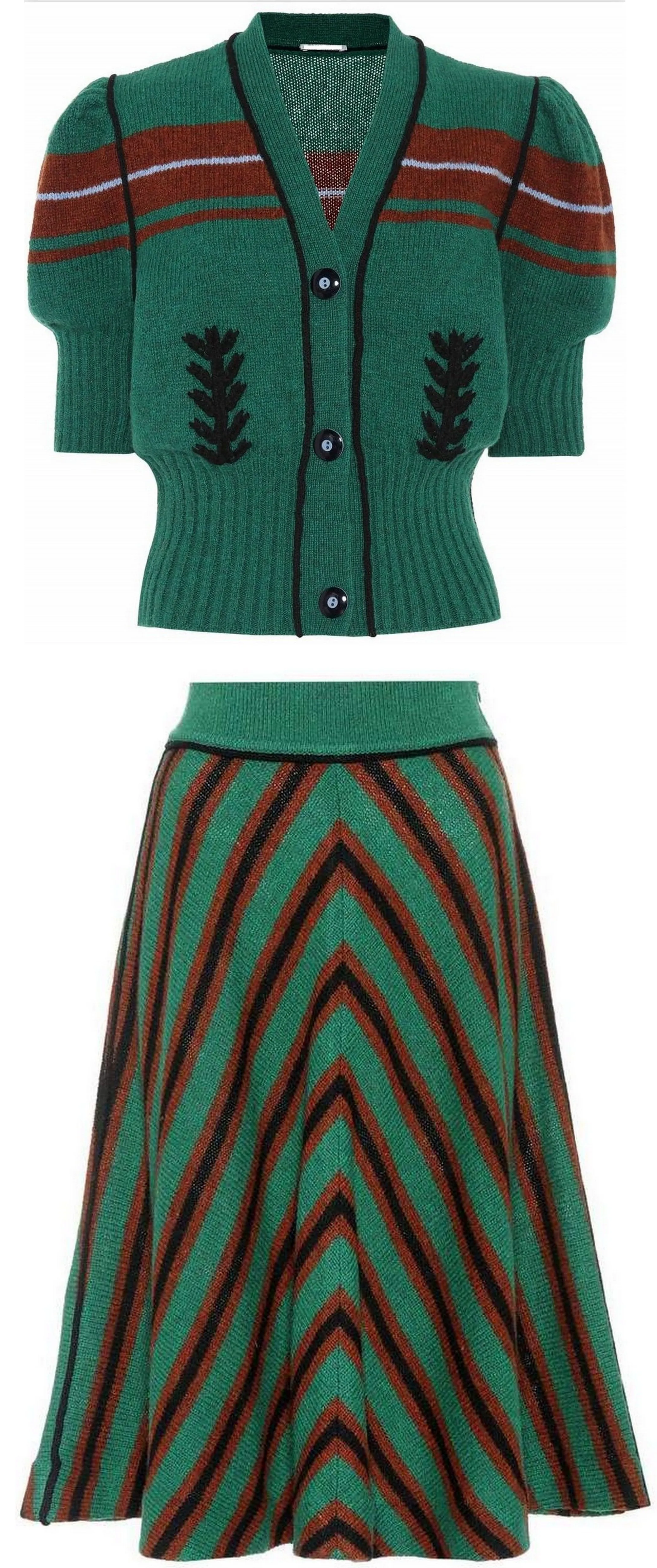 Knit Short Sleeve Cardigan Sweater & Skirt Set