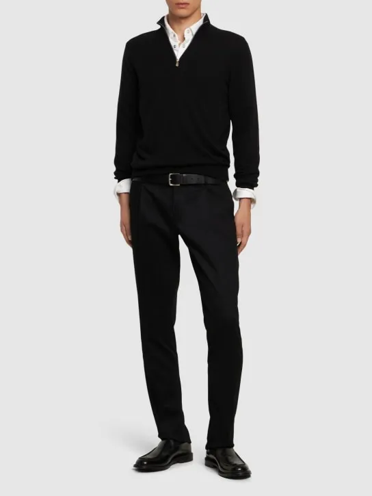 Lardini   Single pleat stretch cotton pants 