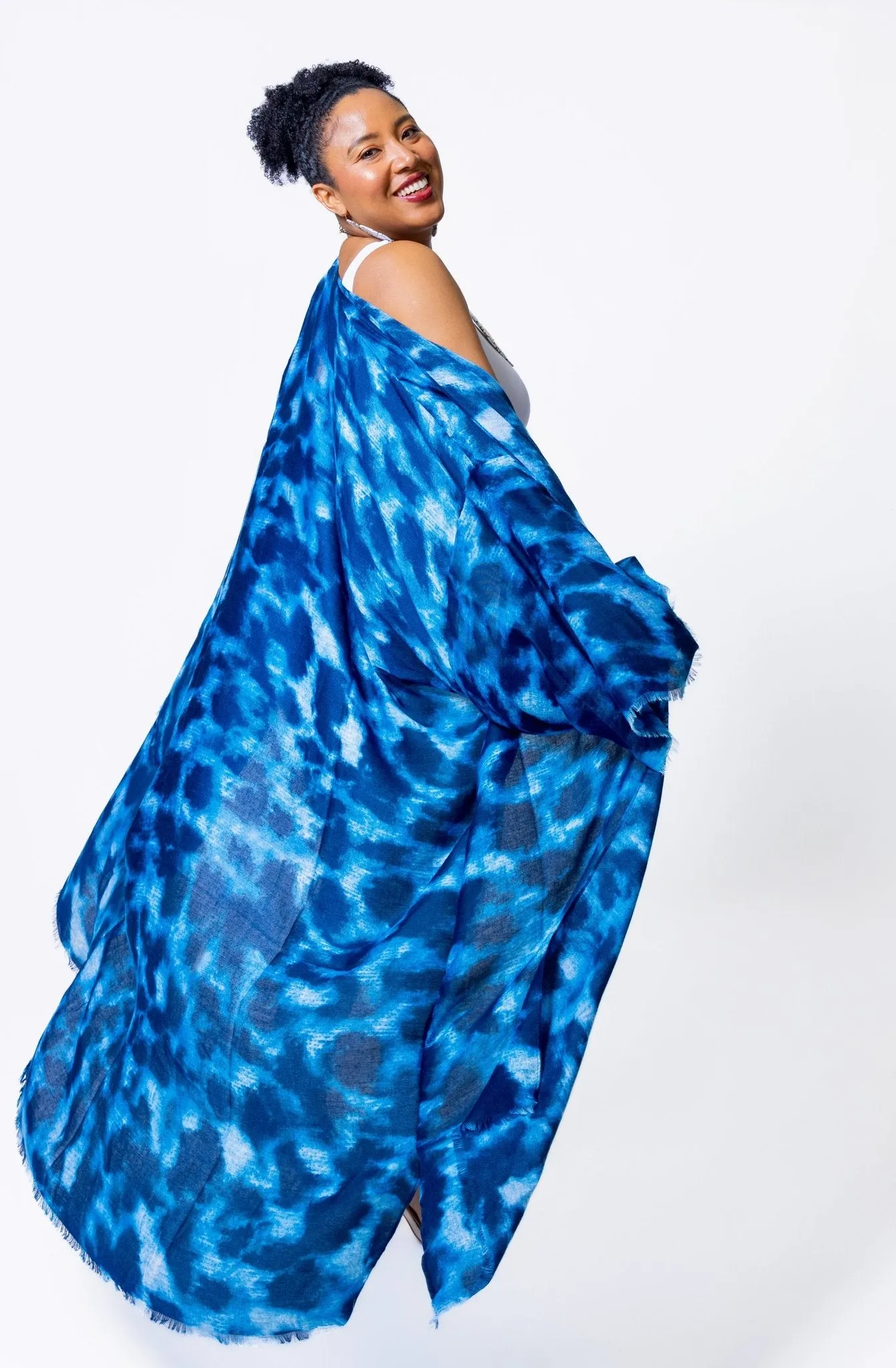 Leopard Print Kimono - Blue