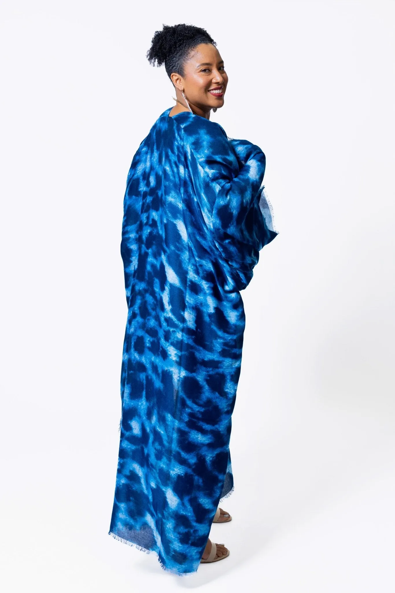 Leopard Print Kimono - Blue