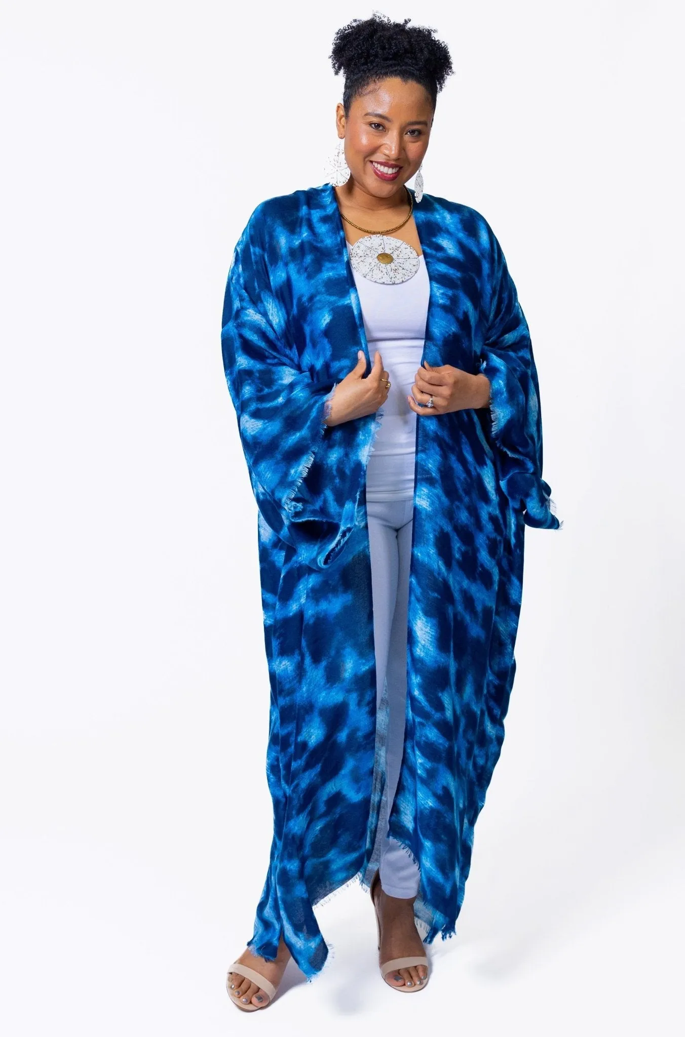 Leopard Print Kimono - Blue