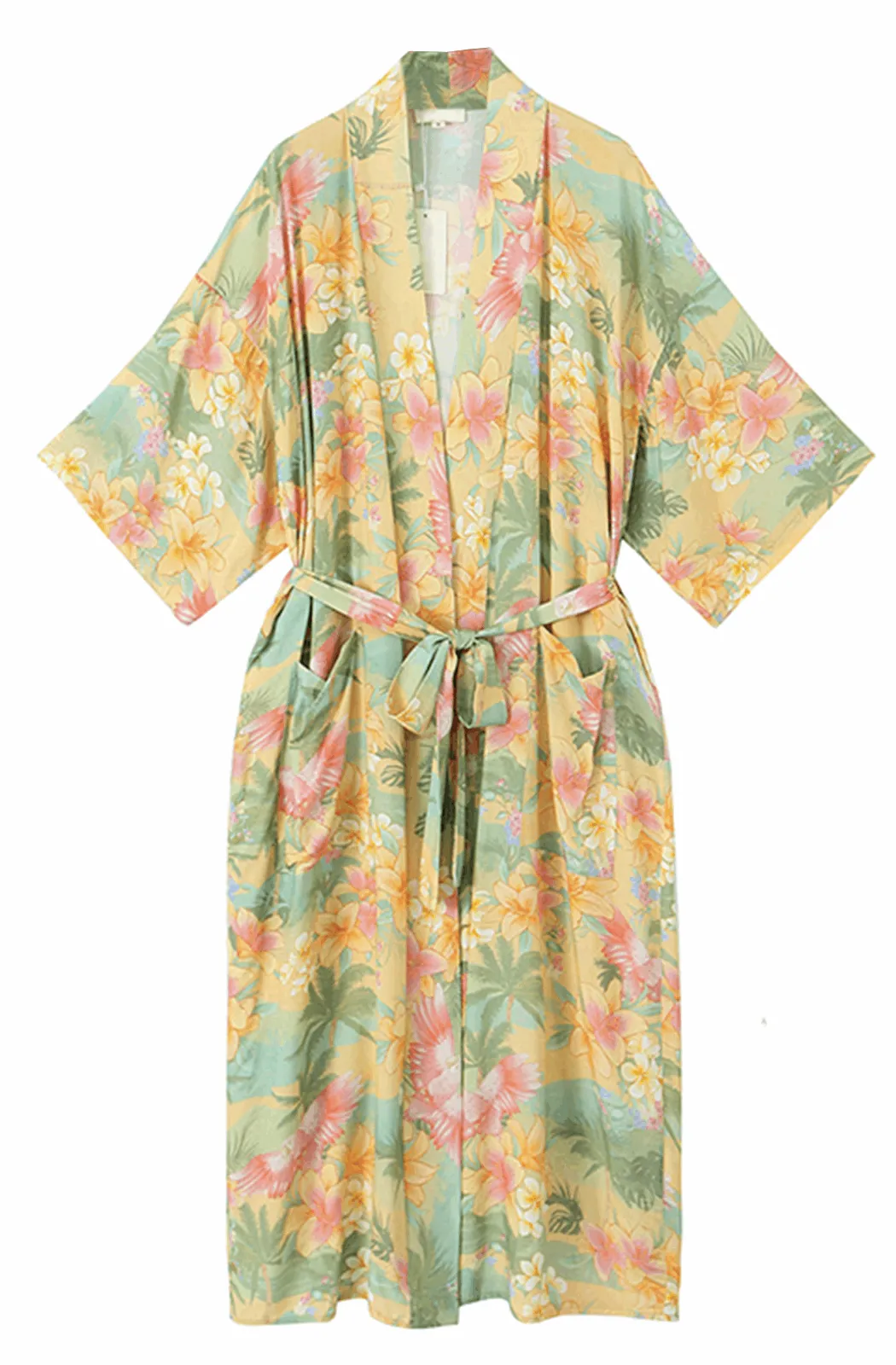 Maxi boho style floral kimono