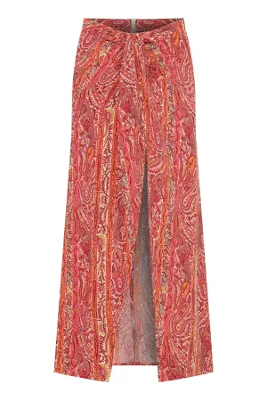 Maya Vegan Silk Knot Skirt Red