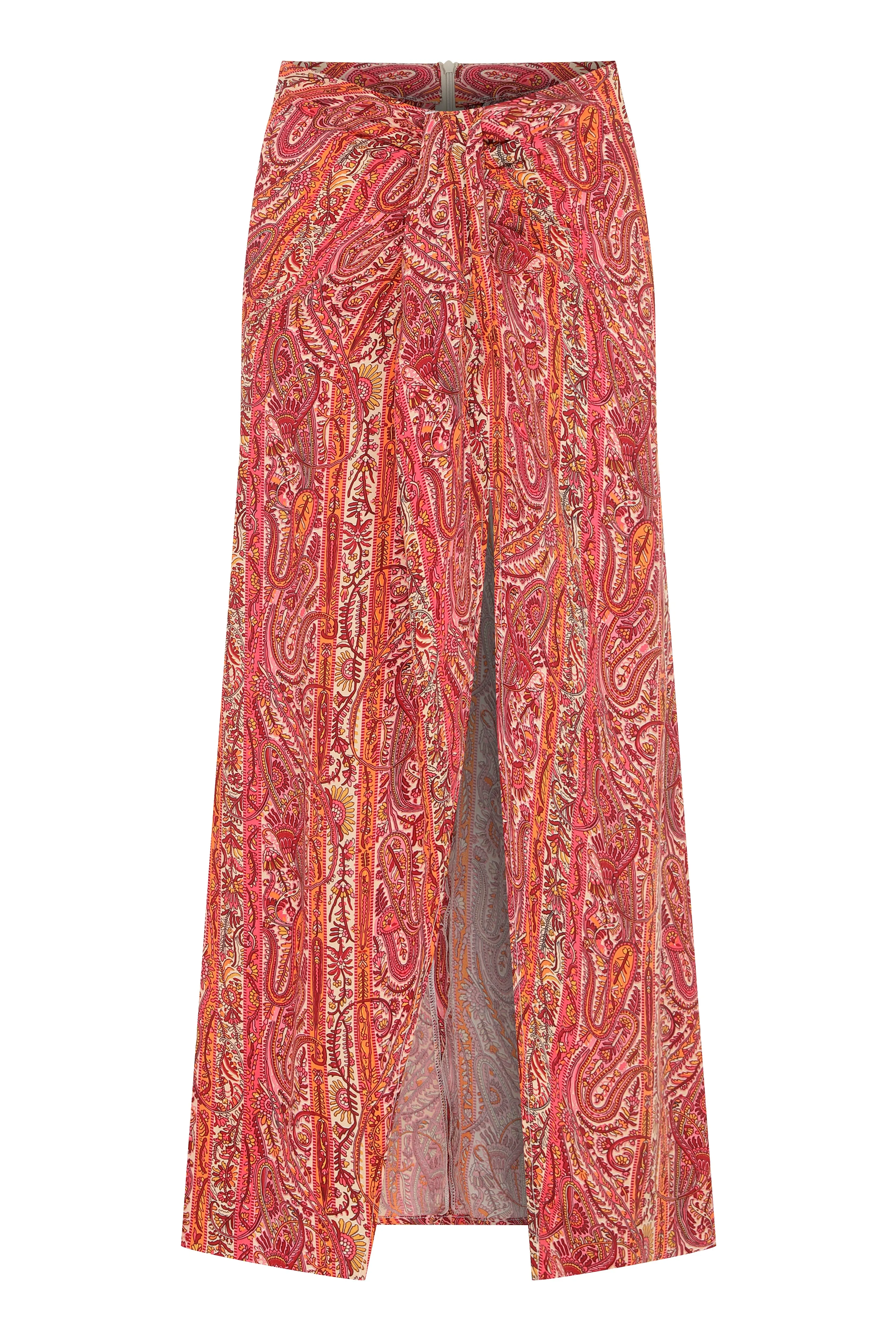 Maya Vegan Silk Knot Skirt Red