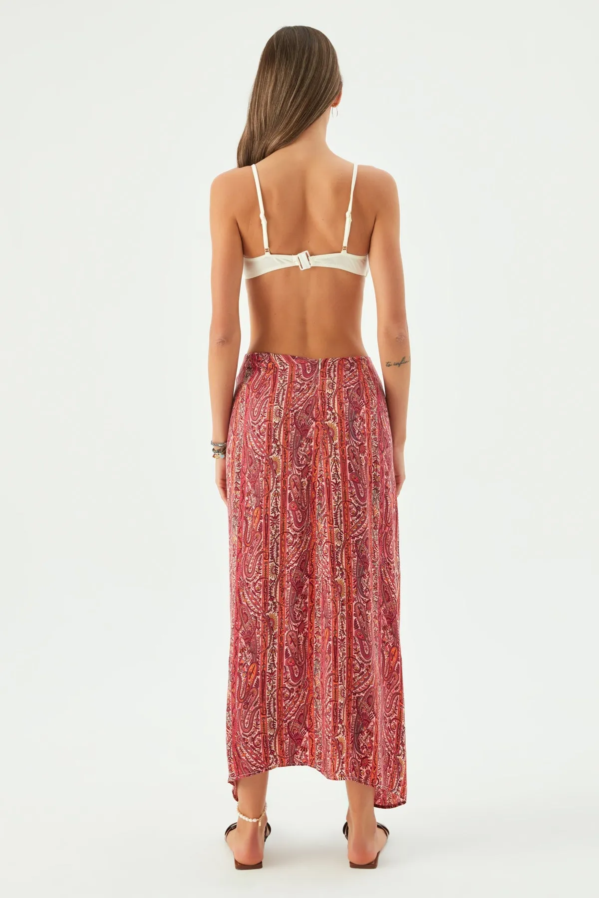 Maya Vegan Silk Knot Skirt Red