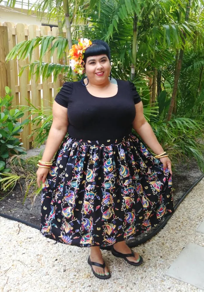 Midnight Fish Deluxe Beverly Gathered Skirt in Black