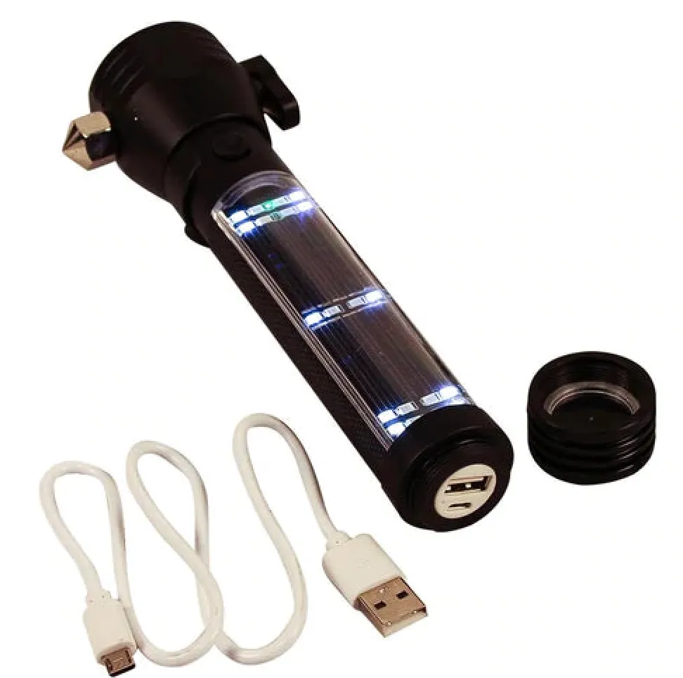 NEW:  9-in-1 Multi-Function LED Solar Rechargeable Flashlight