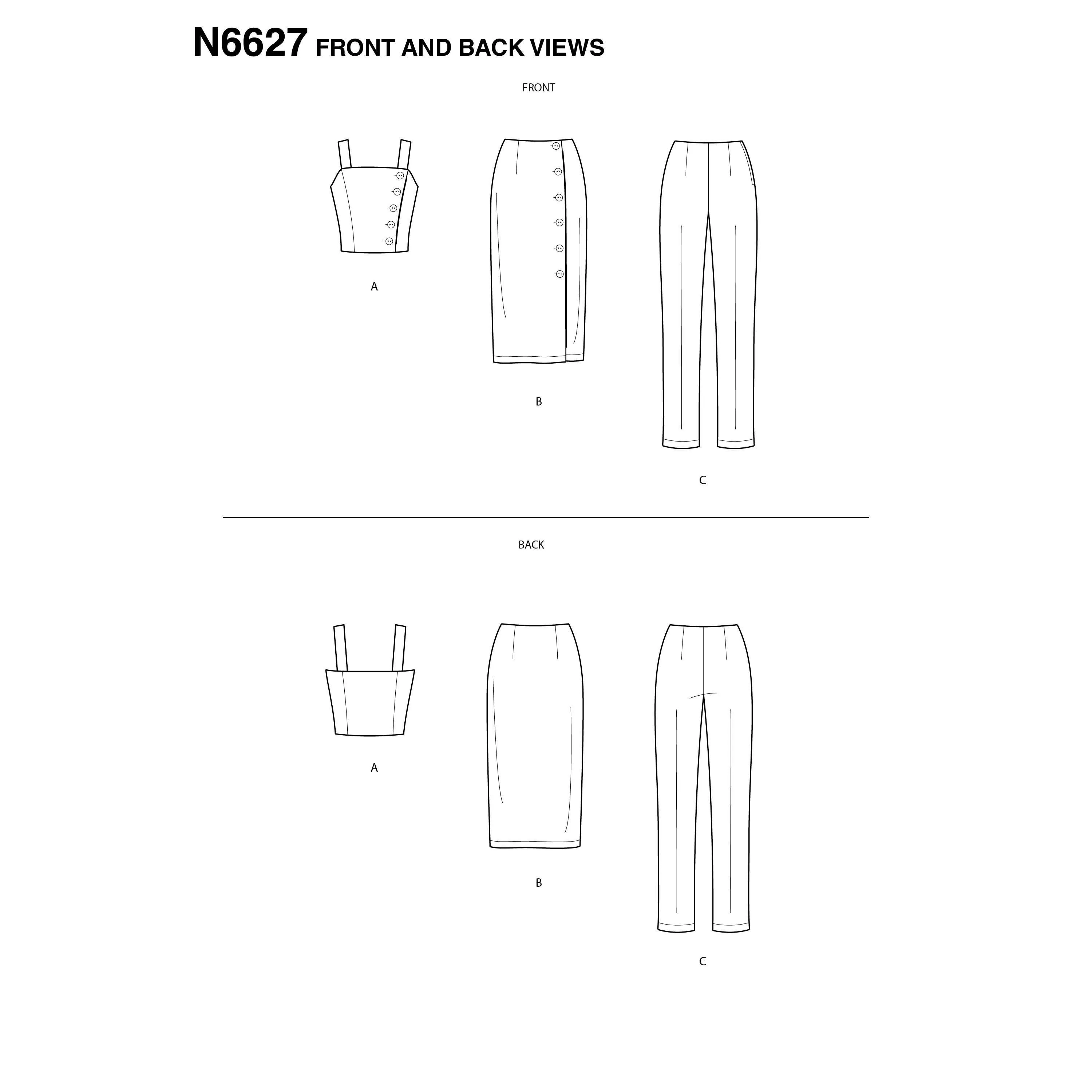 New Look 6627 Misses' Top, Skirt, And Pants pattern