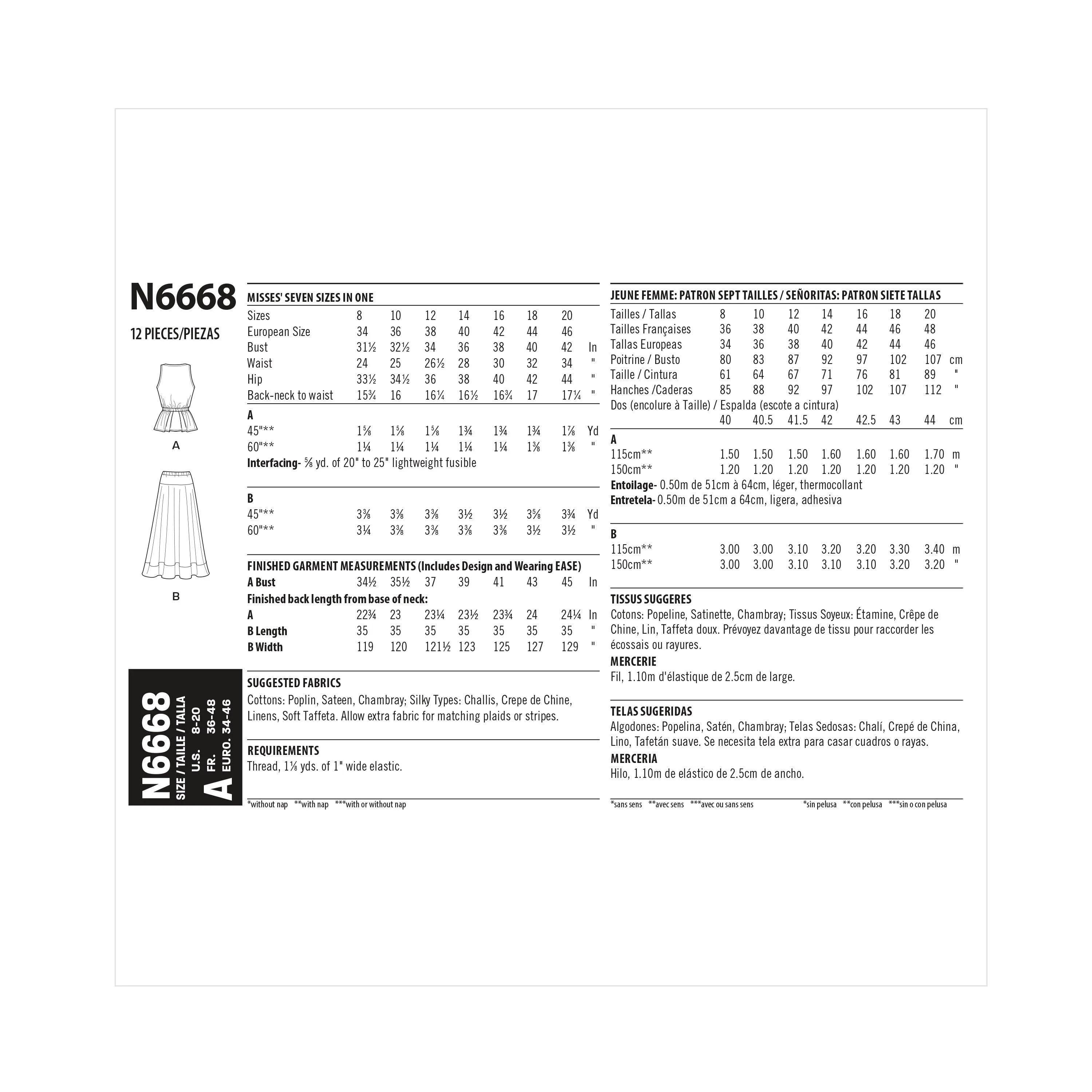 New Look Sewing Pattern 6668