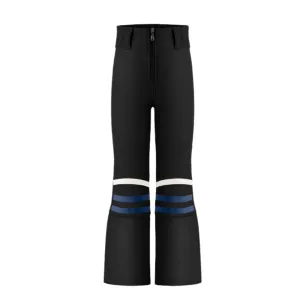 Poivre Blanc Girls Softshell Stretch Slim Ski Pants - Black Stripe