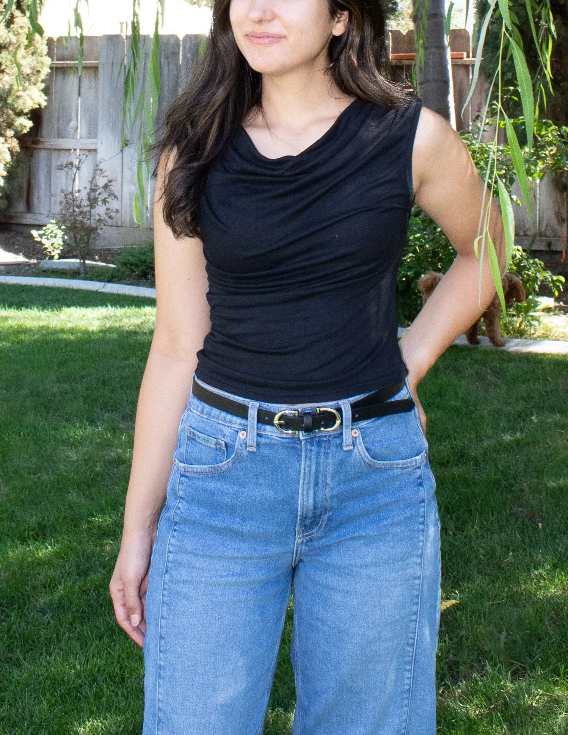 Ruched Black Top
