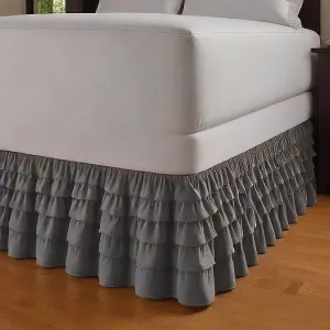 Ruffle Bed Skirt 1Pc Egyptian Cotton 1000TC Dark Grey