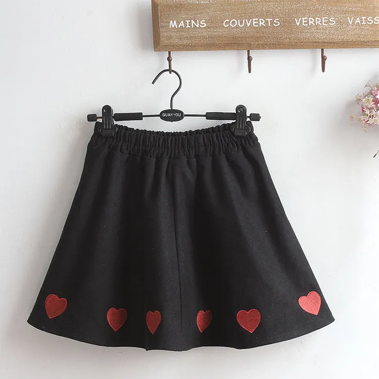 Sakura Fox Mask Letter Print Drawstring T-Shirt Hoodie Love Heart Skirt - Casual Style