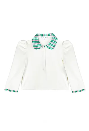 SAMPLE - Cropped Peter Pan Tee - White & Green