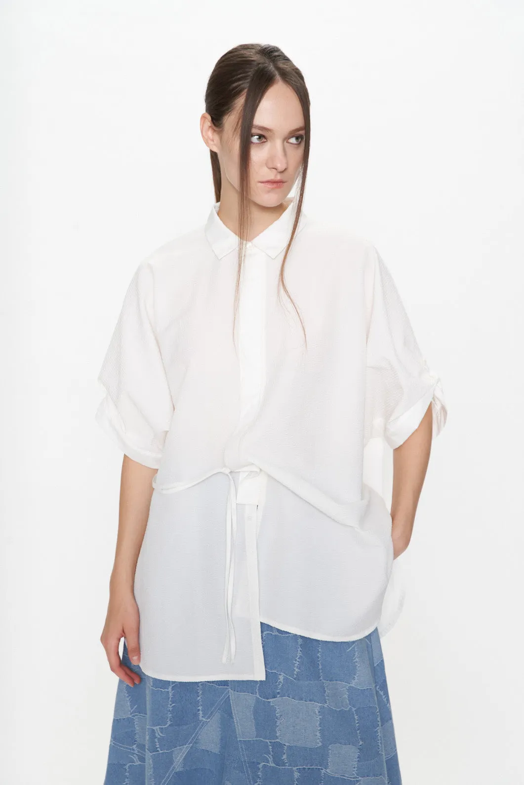 Seersucker Tunic Blouse