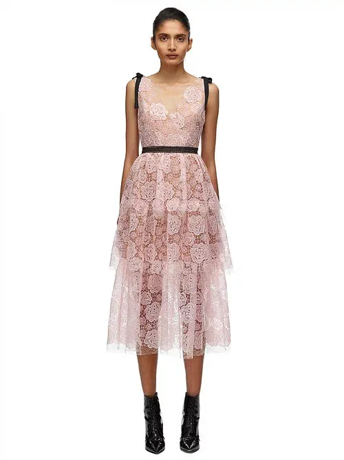 Self-Portrait Rose Lace Midi Dress
