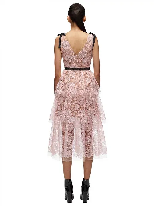 Self-Portrait Rose Lace Midi Dress