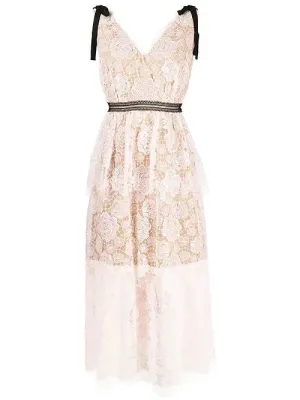 Self-Portrait Rose Lace Midi Dress