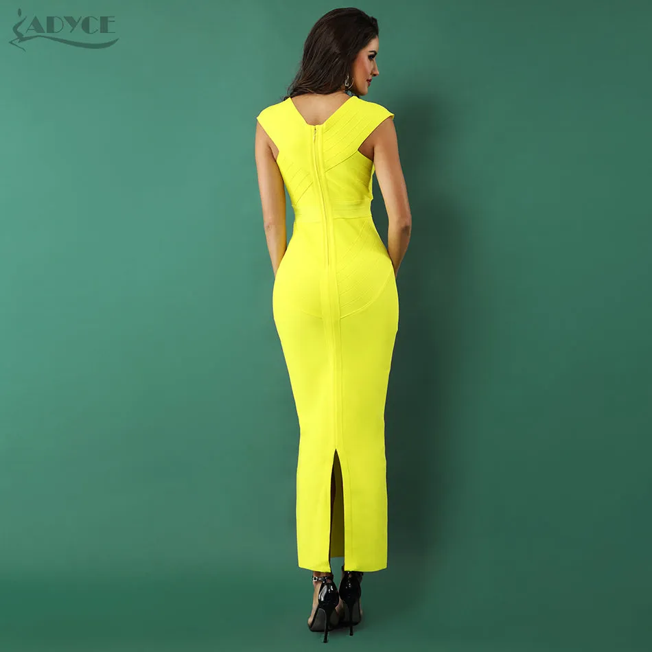 Sexy Yellow Sleeveless  V Neck Woman Maxi Dress