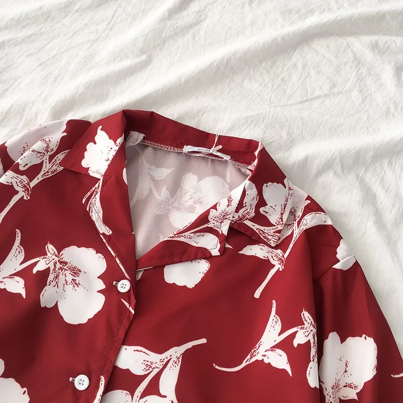 Shortsleeved Blouse With Floral Pattern