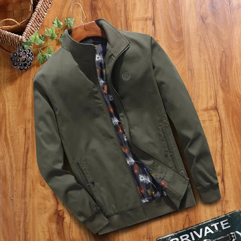 Stand-up Collar Men's Spring Autumn Fashion Men's Bomber Jackets Casual Windbreaker Coats New Outwear Stand Slim Military