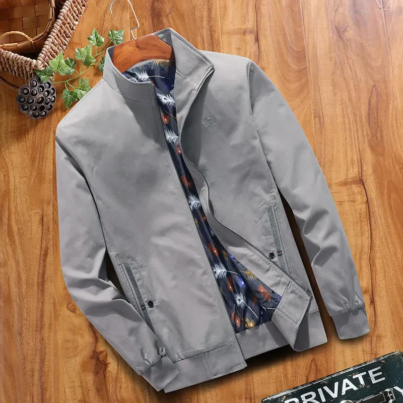 Stand-up Collar Men's Spring Autumn Fashion Men's Bomber Jackets Casual Windbreaker Coats New Outwear Stand Slim Military