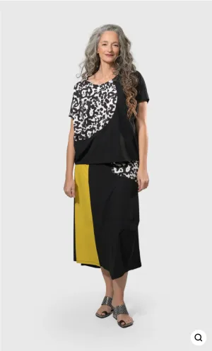 TEKBIKA SWING MAXI SKIRT, YELLOW/PRINT ALEMBIKA