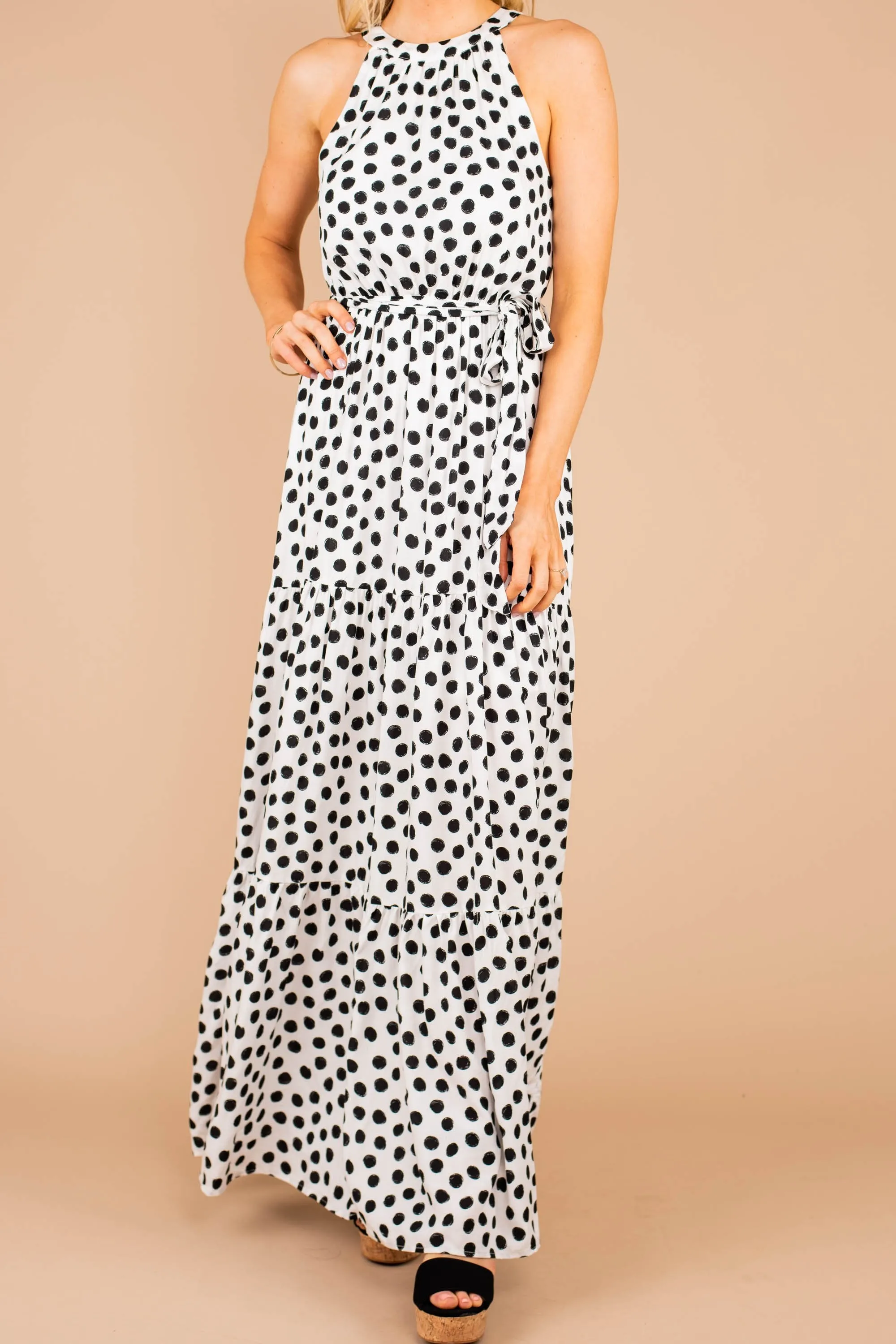 The Best You Can Get Off White Polka Dot Maxi Dress