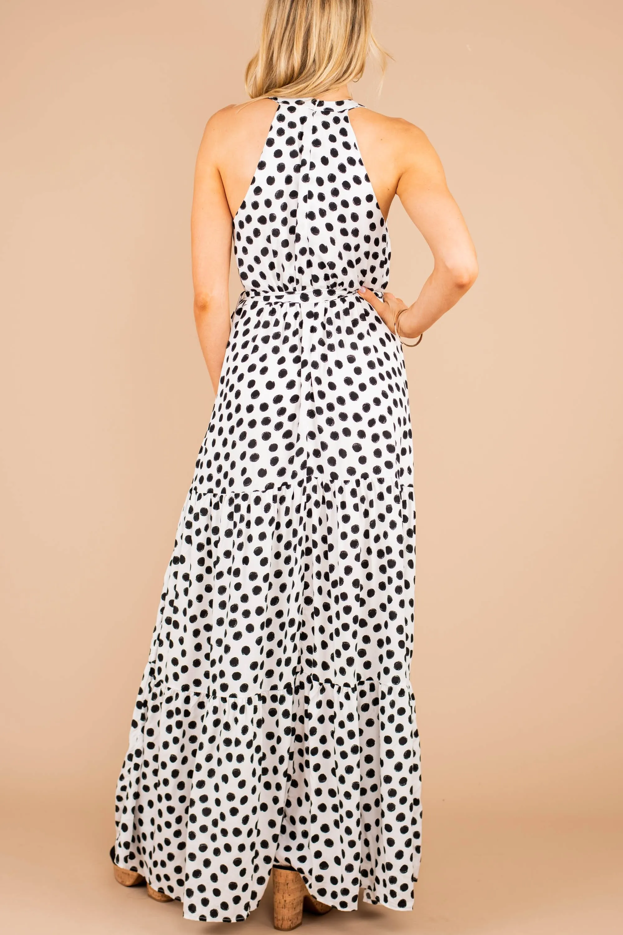 The Best You Can Get Off White Polka Dot Maxi Dress