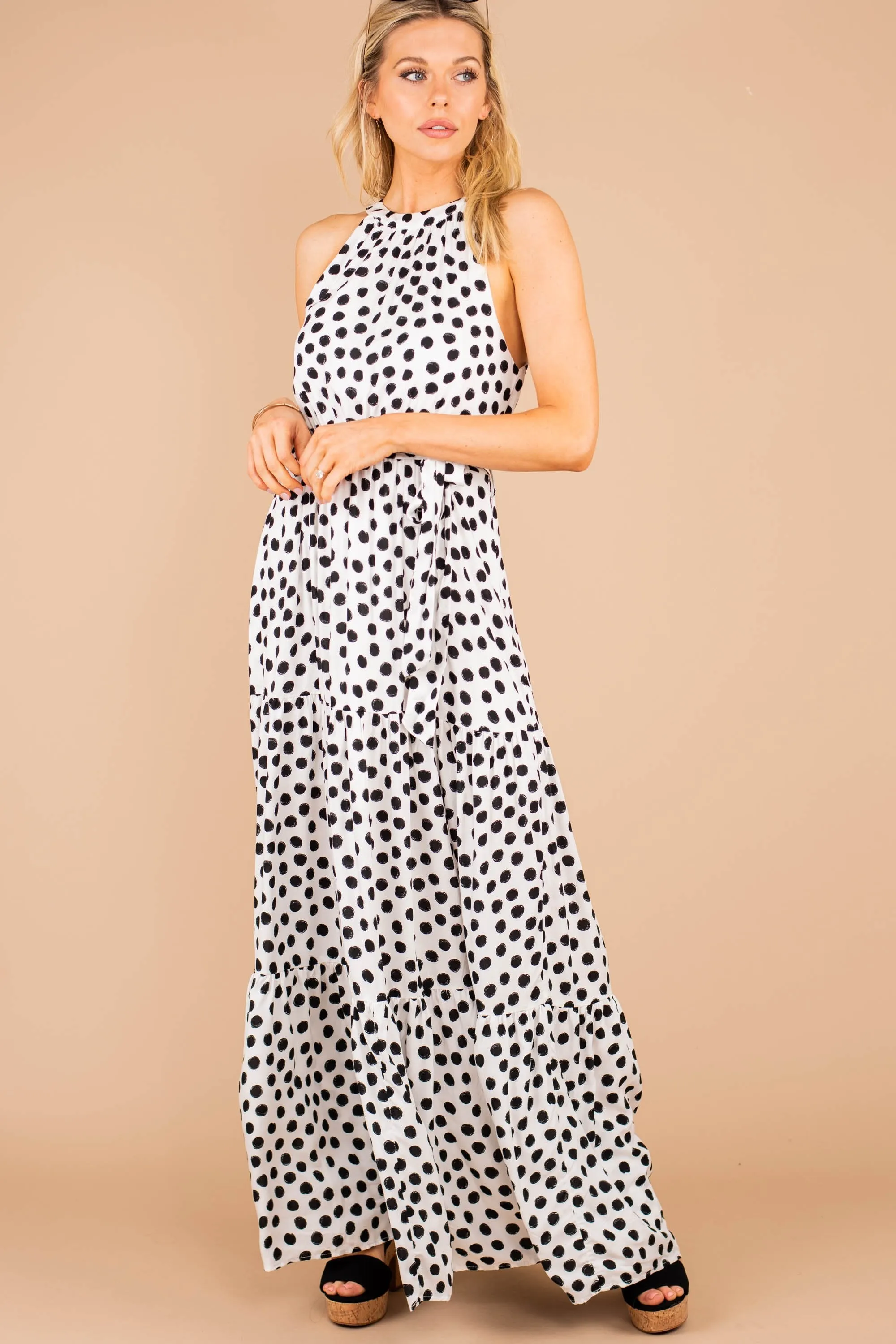 The Best You Can Get Off White Polka Dot Maxi Dress